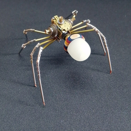 122pcs diy steampunk metal spider puzzle toy with nut light