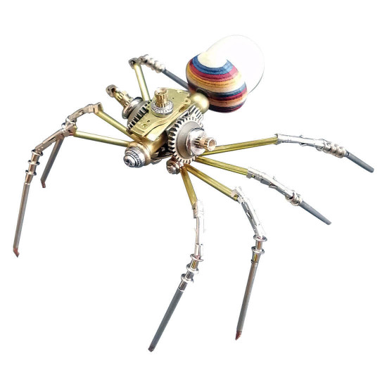 122pcs diy steampunk metal spider puzzle toy with nut light