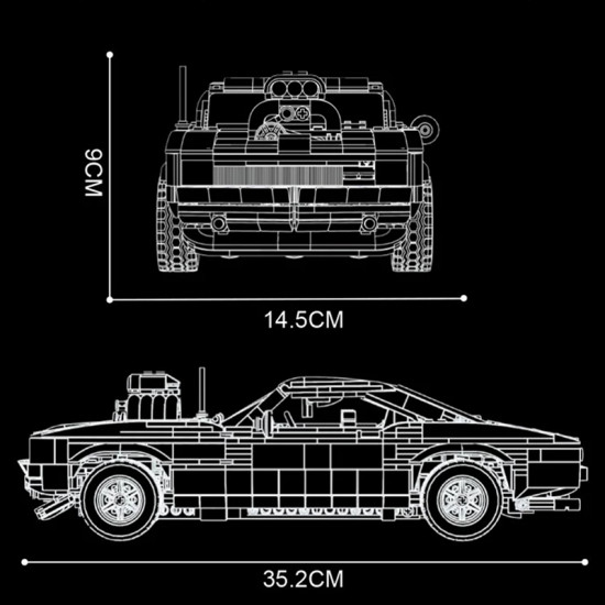 supercharged muscle car 1438pcs