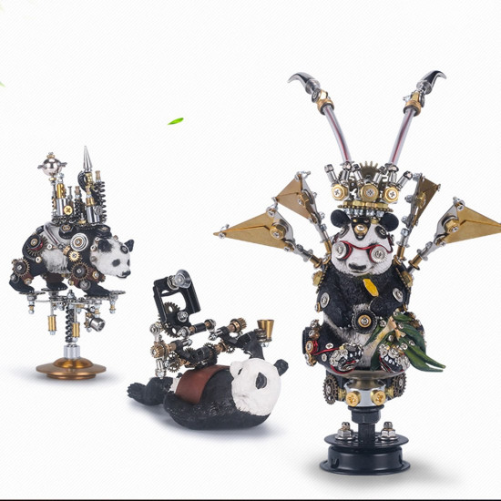 368pcs assemble diy metal mechanical panda preacher model kit collection