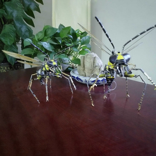3d assembled steampunk big wasp metal sculpture model craft