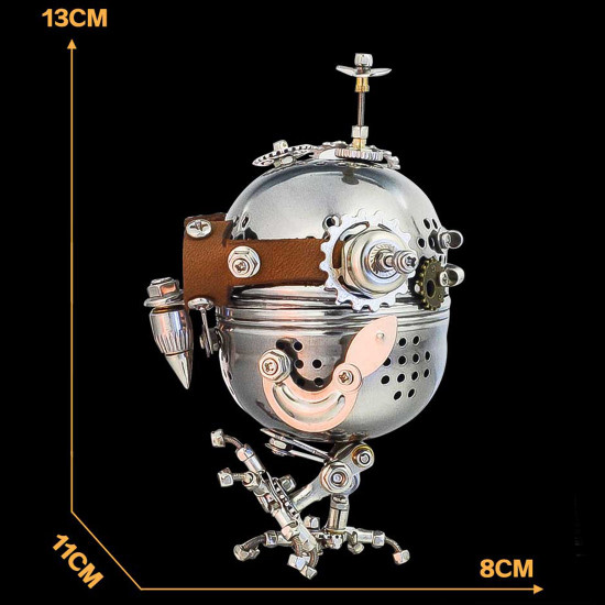 3d diy steampunk mechanical owl egg metal puzzle assembly model kits (110pcs+)