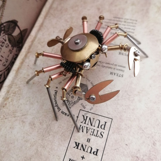 3d metal copper mechanical crab testa handicrafts model for home decor