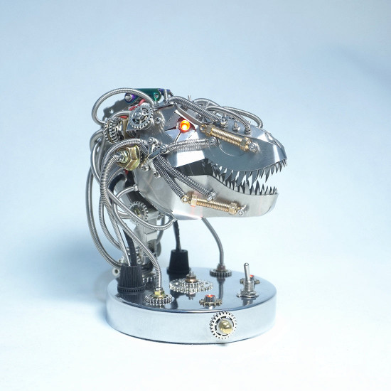 3d metal steampunk mechanical dinosaur skull head model kits