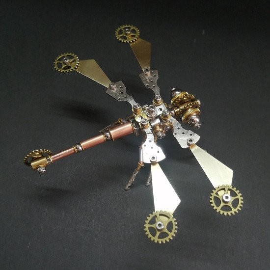 3d metal steampunk puzzle dragonfly diy assembled model 150+pcs