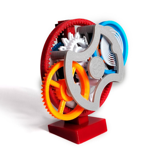 3d printed double-ring flywheel tourbillon assembly model