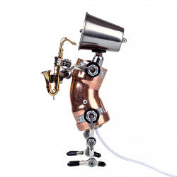 3d steampunk metal band musician trumpet model saxophone robot table lamp crafts