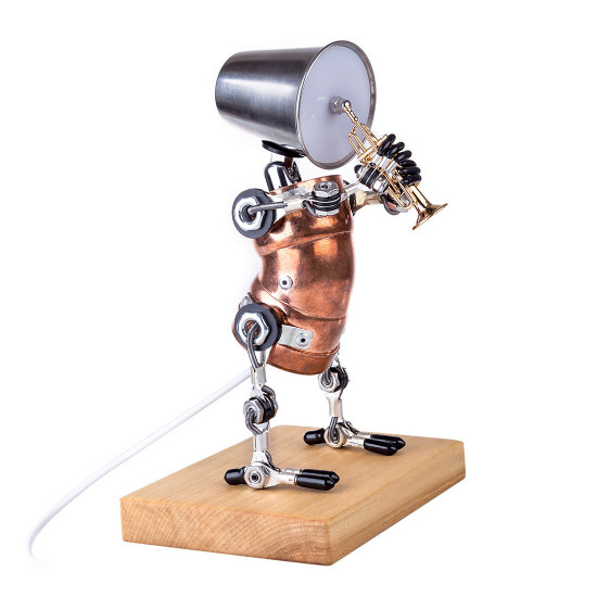 3d steampunk metal band musician trumpet model saxophone robot table lamp crafts