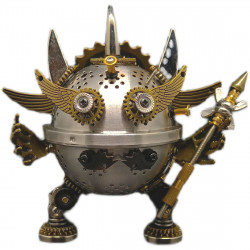 3d steampunk metal little evil soldier mecha with spear model kit assembly aromatherapy box