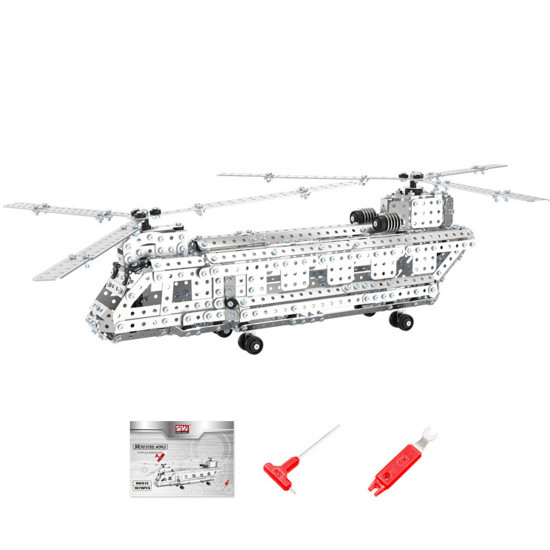 466pcs+ diy assembly 3d metal military warplane helicopter  model kits puzzle toys