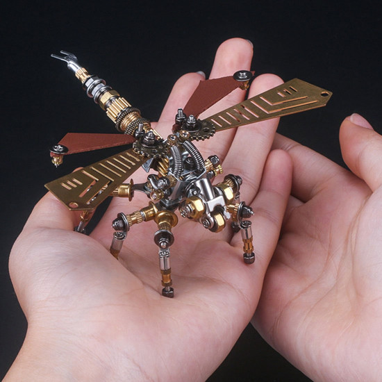 4pcs 3d diy metal mechanical dragonfly firefly wasp termite insects assembly model set