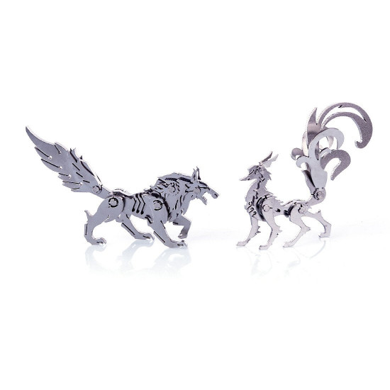4pcs metal diy assembly detachable unicorn wolf lion fox model 3d puzzle kit