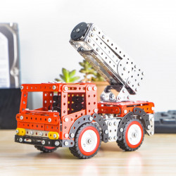 612pcs 3d metal fire truck model kit with extending ladder assembly puzzle toy