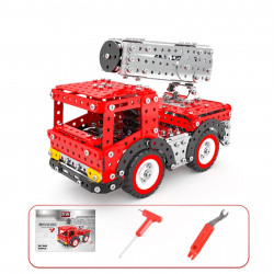 612pcs 3d metal fire truck model kit with extending ladder assembly puzzle toy