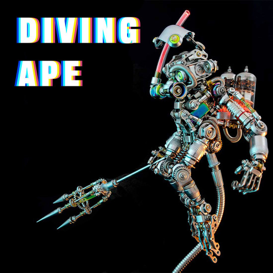 700+pcs punk style diver ape mechanical 3d diy metal model kits