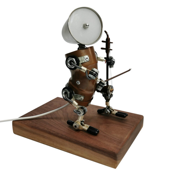 steampunk style assembled 3d metal musician bassists model lamp 2-in-1desk decor  crafts