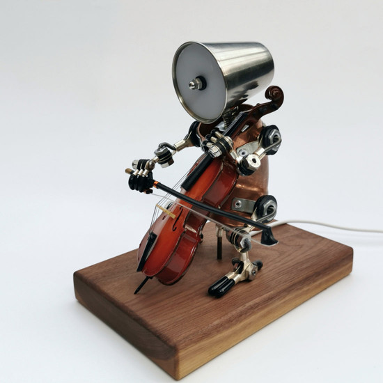 steampunk style assembled 3d metal musician bassists model lamp 2-in-1desk decor  crafts