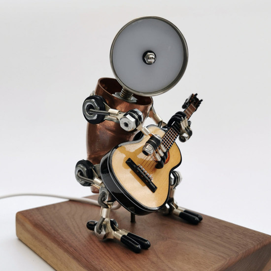 steampunk style assembled 3d metal musician bassists model lamp 2-in-1desk decor  crafts