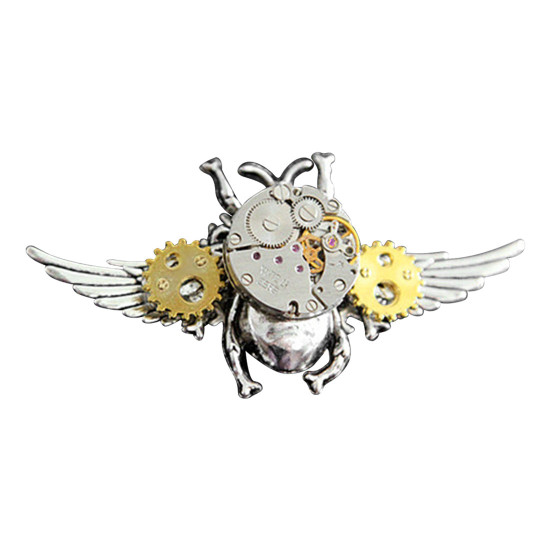 assembled steampunk beetle insect gear brooch
