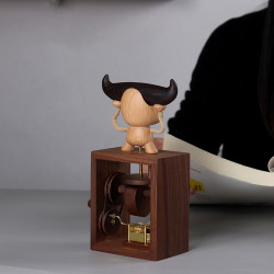 automata animal bull cows mini musical box creative wooden hand cranked music box