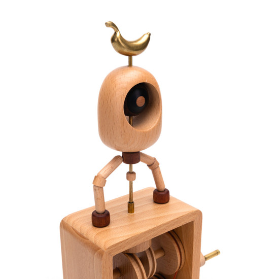 automata creative cartoon banana one eye monster music box wooden hand cranked musical box