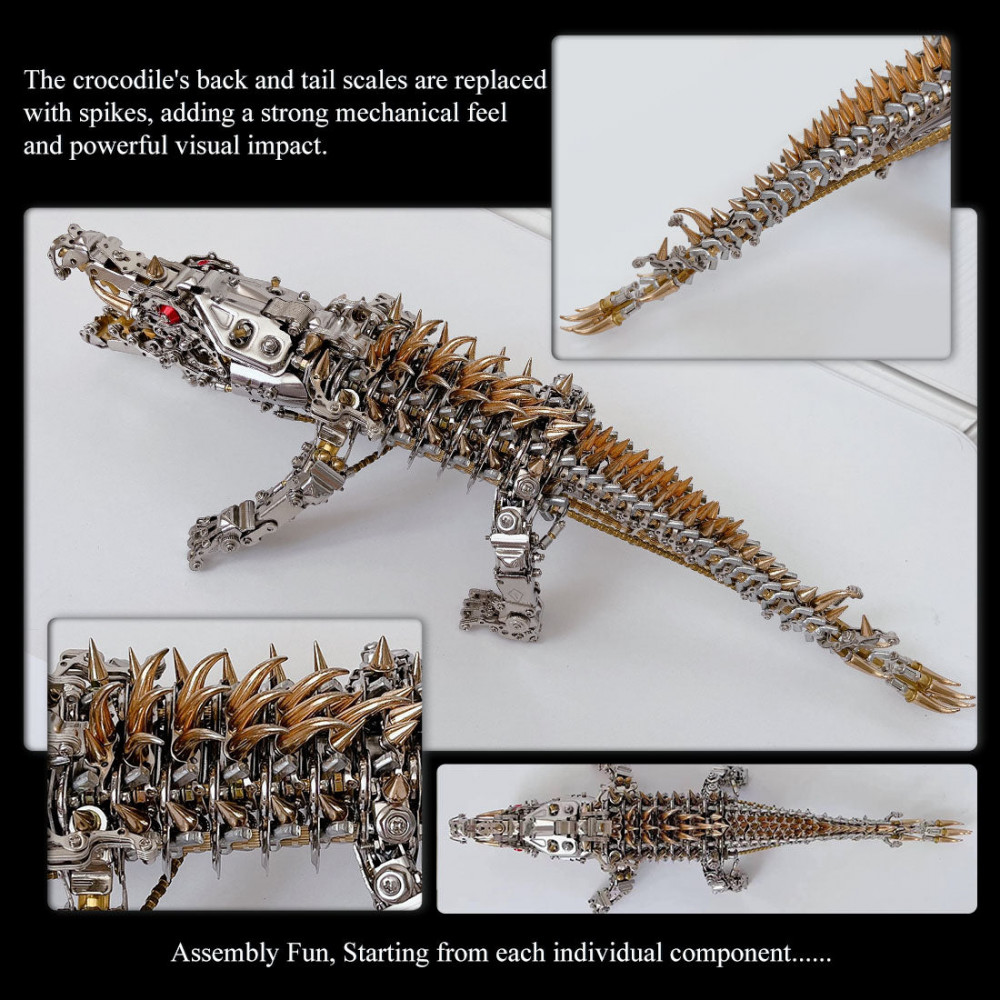 crocodile 3d diy mechanical metal assembly model (1500+pcs) - crocodile ...