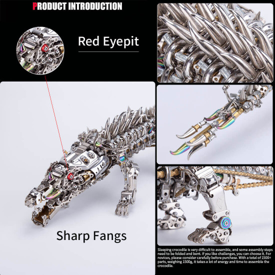 crocodile 3d diy mechanical metal assembly model (1500+pcs)