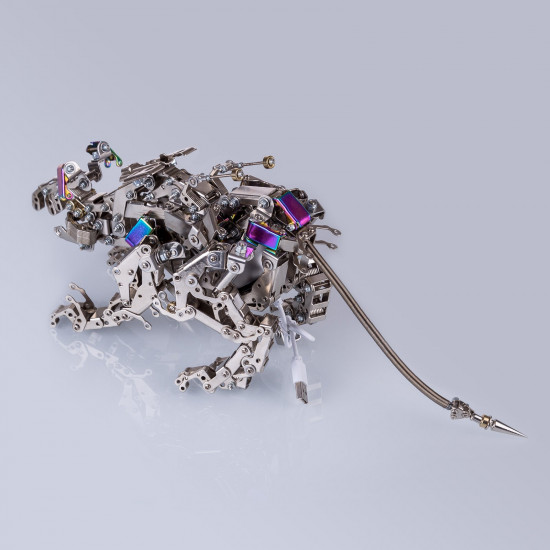 custom 714pcs assembled metal electronic plague-a 3d mecha mouse model toy with bluetooth stereo