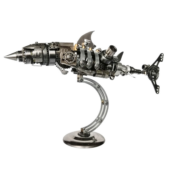 diy 3d metal mechanical giant shark model building kits for adults