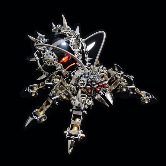 800pcs+ diy 3d metal spider king model kit bluetooth speaker assembly difficult puzzle