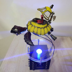 diy mechanical metal turtle taxi steampunk sculpture animal  assembled model kits with light
