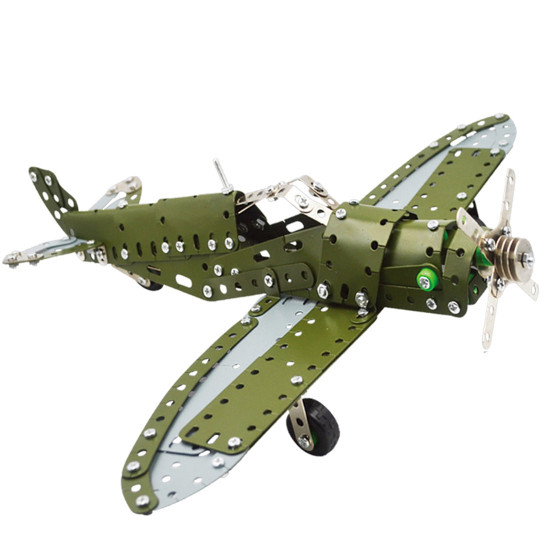 diy metal 3d metal green classic military bomber plane  model assembly kit