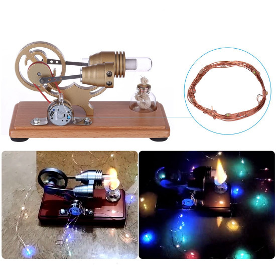 diy γ-shape assembly led stirling engine kit generator sterling model retro science educational toy