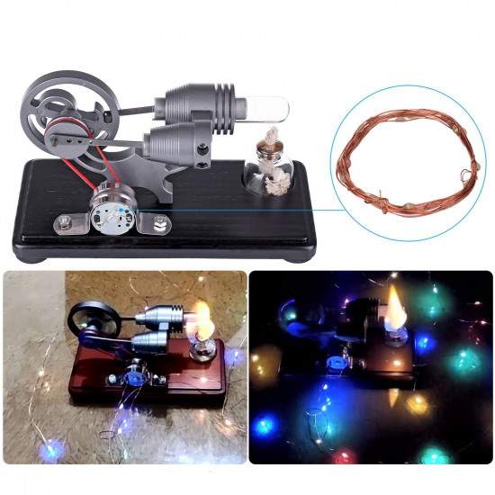 diy γ-shape assembly led stirling engine kit generator sterling model retro science educational toy