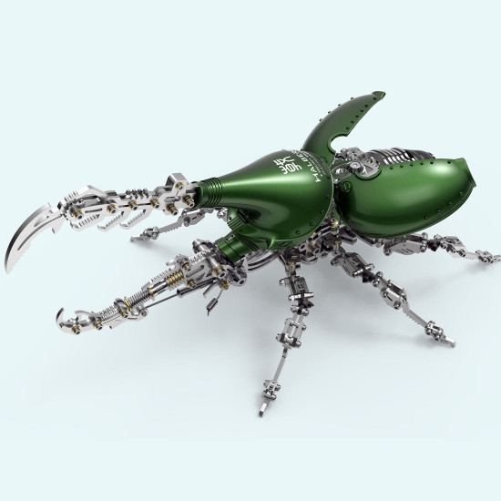 large dynastes hercules beetle with long horn 3d metal model kits assembly insect