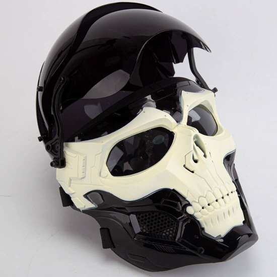 future punk mecha skull head mask for men costume cosplay prop for halloween parties (green)