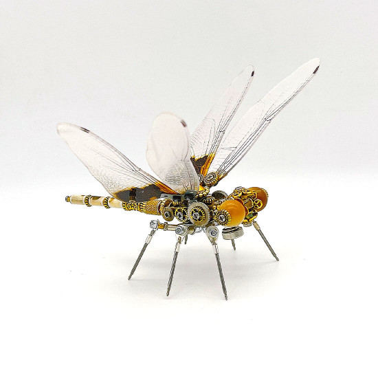 mechanical punk large dragonfly 3d diy insects model metal assembly toy creative ornament (200pcs)