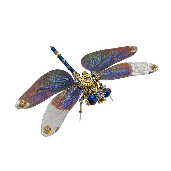 mechanical punk metallic dragonfly 3d diy insects model metal assembly toy creative ornament (200pcs)