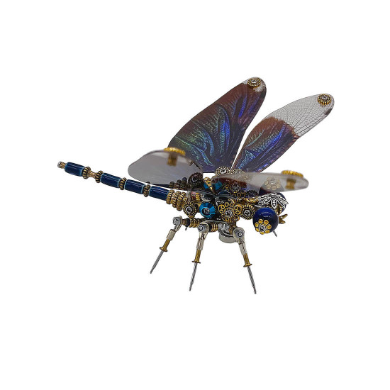 mechanical punk metallic dragonfly 3d diy insects model metal assembly toy creative ornament (200pcs)