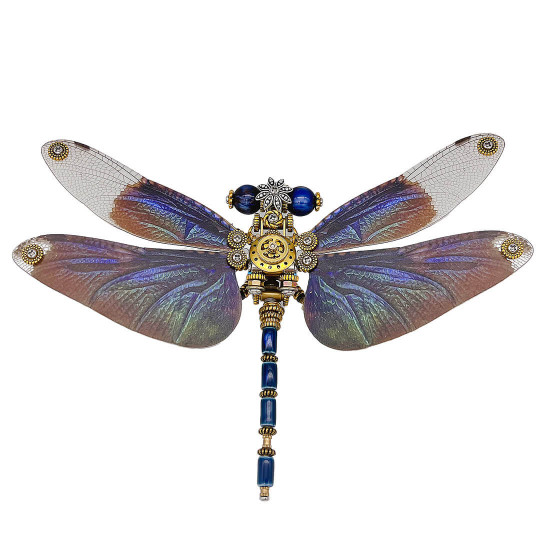 mechanical punk metallic dragonfly 3d diy insects model metal assembly toy creative ornament (200pcs)