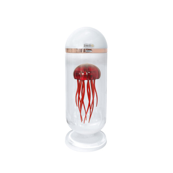 mechanical rhythm red capsule jellyfish kinetic metal model with glass cover