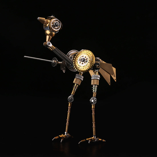 medieval steampunk knight emu bird with sword and shield 250pcs 3d metal assembly model kits