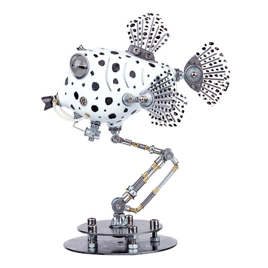 metal black & white cowfish model kits 3d handmade assembled steampunk crafts for home decor