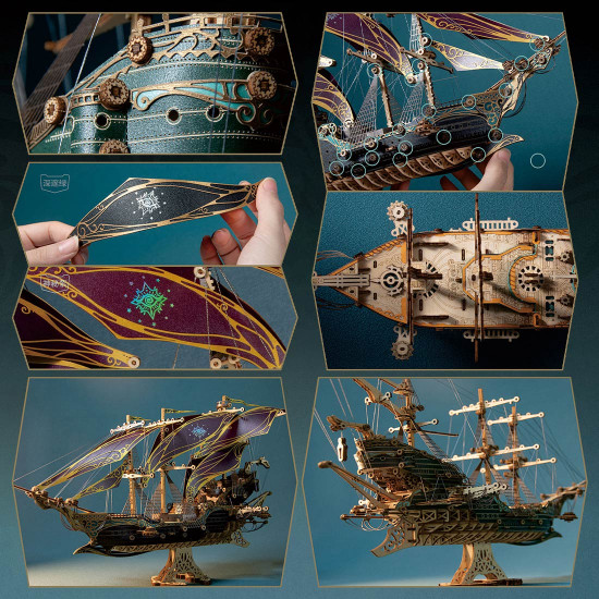 mysteries pirate ship of future 3d wooden puzzle kits