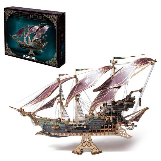 mysteries pirate ship of future 3d wooden puzzle kits