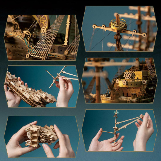 mysteries pirate ship of future 3d wooden puzzle kits