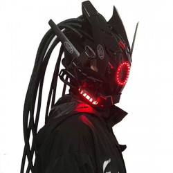 punk headgear mask cosplay led red helmet for men