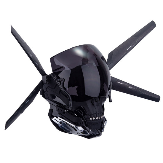 punk skull skeleton motorcycle helmet mask for men led future punk halloween light cosplay