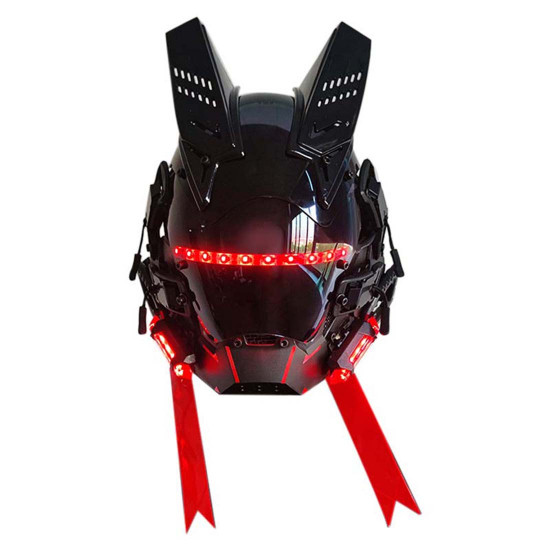 punk helmet mask with blue led light cosplay costume props for adults