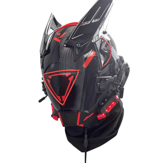 red led punk mask futuristic helmet cosplay costume props for men